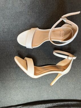 a new day Cream Open-Toe Ankle-Strap Stiletto Heels